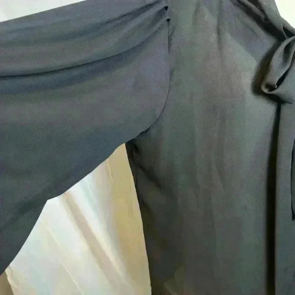 NWT - Allegra K Sheer Black Blouse w/gold button accents and bow (Size XL) - Picture 3 of 12